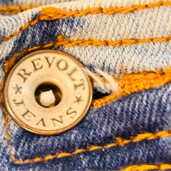 Revolt Jeans Blue and Gold Stitch Denim Women’s Plus Size 26 Tie-Dye Shorts - Picture 4 of 12